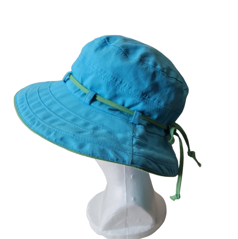 Panama Jack Blue Gardening Hat With Green Band. One Size Fits All - Picture 3 of 6